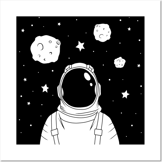 Astronaut and Asteroids Wall Art by valentinahramov